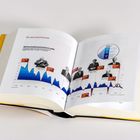 Texte über Wirtschaftswachstum in Deutschland mit Grafiken und Bildern von Politikern. Farben in Blau und Rot. Buchformat.