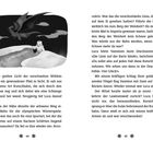 Text beschreibt eine bedrohliche Bestie mit vielen Köpfen in einer Schnee-Lawine. Illustration von wölfischen Kreaturen. Seite 28.