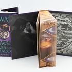 Titel: "Crown War and Shadow", Untertitel: "Der Fluch der Königreiche". Bücher mit einer Karte und einem Liebespaar.