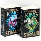 Zwei Bücher: „Der Talisman“ und „Das Schwarze Haus“ von Stephen King und Peter Straub. Cover mit Juwel und Fenster.