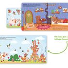 „Mit vielen Zieh- und Schiebe-Elementen.“ Bunte Illustrationen mit Tieren und einem Osterthema, fröhlich und kindgerecht.