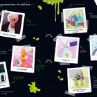 "Meine gesammelten Gruseltiere ..." Sechs Polaroids mit fantasievollen Kreaturen und Beschriftungen.
