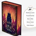 Text: "Enemies to Lovers, Forced Proximity, Exes to Allies, Demon Hunter, Gods among us." Illustration zeigt eine Skyline.