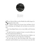 Prolog, Blake. Ein Kreislogo mit abstrakten Linien. Text über Schritte im Gefängniskorridor und rote Haare. Seite 7.