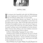 Der Text "Kapitel Eins" steht über einem schwarz-weißen Bild einer gotischen Burg bei Vollmond. Darunter beginnt eine Erzählung.