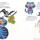 DERPY TIGER und SUSSIE sind Jinus Boten. Ein blauer Tiger, eine Elster auf einem Ast und eine rothaarige Person mit skeptischem Blick.