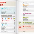 Inhalt: Englisch (Seite 6), Englisch für Reisende (Seite 27), Leben! (Seite 101), Sicher reisen (Seite 147), Essen (Seite 161).