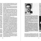 Texte: Willy Achim Fiedler. Eine Fotografie zeigt einen Mann mit Brille. Rechts unten stehen zwei Männer vor einem Denkmal.