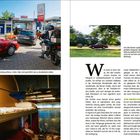 Oben: Check-in am Terminal in Hamburg-Altona. Unten: Man reist gemütlich wie zu Bundesbahn-Zeiten.