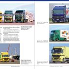 Texte erwähnen Mercedes-Benz ACTROS Modelle, ihre Eigenschaften und Anwendungsbeispiele. Zeigt verschiedene LKWs.