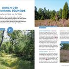 „Durch den Naturpark Südheide. Misselhorner Heide und alte Wälder.“ Neben Text: farbenfrohe Natur, Wald- und Heidelandschaft.