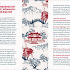 Von Besonderheiten in Sprache, Kommunikation und Kultur. Illustrationen von japanischen Häusern, Brücken und Bäumen.