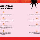 Reflexionsfragen zu diesem Kapitel mit Fragen zu Familie, Ritualen, Rollen und persönlichen Überzeugungen. Rote, stilisierte Sterne.