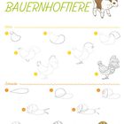 "Bauernhoftiere" mit Hahn und Schnecke als Schritt-für-Schritt-Zeichnungsanleitung. Bild eines Ziegenkitzes oben.