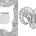 Text über Eid el Kebir und seine Bräuche. Rechts davon detaillierte Illustration eines Widderkopfs mit Mustern.