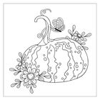 Eine Illustration zeigt einen Kürbis mit Blumen und einem Schmetterling darauf.