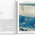 Links Text über "Kajikazawa in der Provinz Kai". Rechts Illustration: Fischer auf Felsen, im Hintergrund blauer Berg.