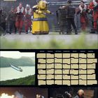 „Star Wars“, „Juli“, Kalender mit Monatsübersicht. Szenen mit Rebellen, Raumschiffen, Droiden und Aliens.