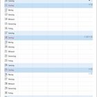 Kalender für Juli: Tage aufgelistet, Wochenenden blau markiert. Cartoon: "Hä? Du gehst ins Schwimmbad?"