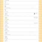 Ein Kalenderblatt mit Monatsübersicht für Juli und Illustrationen von Hühnern und einem Hahn. Texte beschreiben das Landleben.