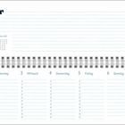 Kalender für Februar 2027. Woche 1 bis 7, Montag bis Sonntag. Illustration: Hase im Zauberhut.