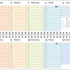 Kalenderwochen 22 und 23, mit Daten vom 31. Mai bis 13. Juni. Enthält Sonnenaufgangs- und Mondphaseninformationen.