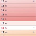 Kalenderblatt Juli 2027 mit farblich gestuften Wochen und markierten Tagen: 4., 10., 18., 26.