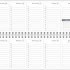 Kalenderblätter mit Datum vom 8. bis 21. März. Feiertage: Internationaler Frauentag, Frühlingsanfang. Uhrzeiten notiert.