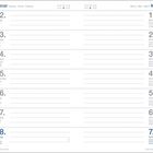 Kalenderwochen von Februar und März, Tage 22. bis 7., Montag bis Sonntag, mehrsprachig benannt. Uhrzeiten für Sonne und Mond.