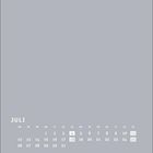 JULI Kalender, Tage 1 bis 31, 4. und 18. hervorgehoben, grauer Hintergrund, weiße Schrift.