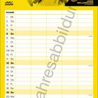 Kalenderblatt für Juli 2026. Fußballspieler in gelbem Trikot vor schwarzem Hintergrund. Vereinslogo oben rechts.