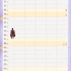 Kalender für Juli. Tage von 1 bis 31 mit Wochentagen. Illustration: Person mit Kofferwagen. Notizfeld unten.