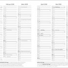 Kalender von Januar bis Juni 2028. Feiertage: Neujahr, Heilige Drei Könige, Valentinstag, Aschermittwoch, Ostern, Maifeiertag.