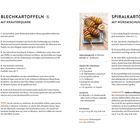 Rezeptseiten mit "BLECHKARTOFFELN MIT KRÄUTERQUARK" und "SPIRALKARTOFFELN MIT WÜRZMISCHUNG". Zutaten, Zubereitungszeit und Schritte.
