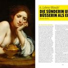 "6. Lebens-Wandel: Die Sünderin und Büßerin als Einzelbild" von Bastian Eclercy. Links eine Frau neben einer goldenen Vase.