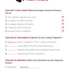 "Test finale" mit einem Handabdruck-Logo. Verschiedene italienische Übungen: Vero o falso, Interrogativi, Sostantivi. Seite 328.