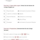 Test finale: Aufgaben, Namen Tätigkeiten zuordnen, Präpositionen wählen. Ein Fingerabdruck als Illustration links oben.