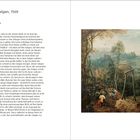 "Die Elster auf dem Galgen, 1568" - Öl auf Eichenholz, 45,9 x 50,8 cm, Hessisches Landesmuseum Darmstadt. Links Beschreibung, rechts eine Landschaft mit Galgen.