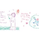 Texte: "wenn Babys noch ganz klein sind...", "MEIN BRUDER IST ERST 1 JAHR ALT...". Kritzelzeichnungen: Schwangere und Baby.