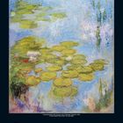 "Juli 2023" zeigt Monets Seerosen in impressionistischen Farben. Kalenderdaten unten, 1-31.