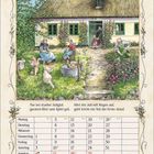 "Juli", "Juli 2027". Sprüche über Wetter: "Nur bei starker Juliglut...", "Hört der Juli mit Regen auf...". Illustration eines Hauses.