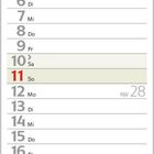 Kalender für Juli 2027, Monate und Tage aufgelistet. Foto: Ein kleines Haus vor einem Baum an einem grasbewachsenen Weg.