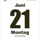 25. Woche, Juni 21, Montag, Sommeranfang. Oben ein Halbmond-Logo. Schlichtes, weißes Design.
