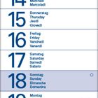 Kalender für Juli 2027, Tage in Deutsch, Englisch, Französisch, Italienisch. Jeder Sonntag ist blau hinterlegt.