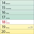 Kalender für Juli 2027 mit Wochentagen. Enthält farbige Zeilen für jeden Tag und Kalenderwochenangaben.