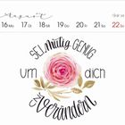 "Sei mutig genug, um dich zu verändern." Aquarell-Rose in der Mitte, oben Kalendarium vom 16. bis 22. August.