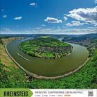 RHEINSTEIG, Rheinschleife im Rheinischen Schiefergebirge, Rheinland-Pfalz, Landschaft mit Fluss und blauem Himmel.