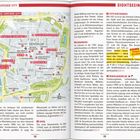 **Leipziger City Sightseeing**

Linke Seite: Karte von Leipzig mit markierten Punkten wie Museum, Markt und Nikolaikirche.

Rechte Seite: Text über Sehenswürdigkeiten, City-Hochhaus und Nikolaikirche. Tipp: "Einmal tief durchatmen" hervorgehoben.