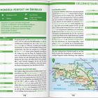 Seitenüberschrift: "Menorca perfekt im Überblick." Attraktionen: Städte, Strände und Natur. Karte von Menorca mit Routen.