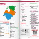 Texte: INHALT, LITAUEN, LETTLAND, ESTLAND. 

Farben: Orange, Blau, Grün. 

Illustration einer Karte der baltischen Staaten.